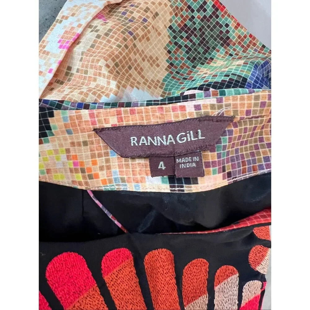 Ranna Gill Anthropologie Fanned Vignette Shift dress size 4